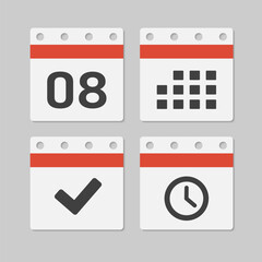Icon page calendar - 8 day, agenda, timer, done
