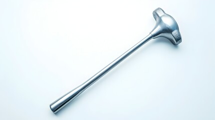 A close up photograph of a medical reflex hammer also known as a neurologicalneurology hammer isolated on a clean white background  This image can be used for medical healthcare