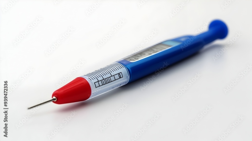 Poster closeup of a digital thermometer displaying a precise temperature reading isolated on a clean white 