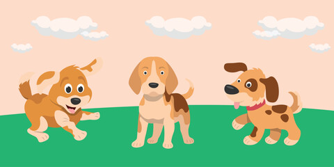 Playful Dogs Frolicking in a Sunny Park Scene