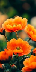 Fototapeta premium Vibrant orange flowers bloom beautifully, bringing life and color to any garden or floral arrangement.
