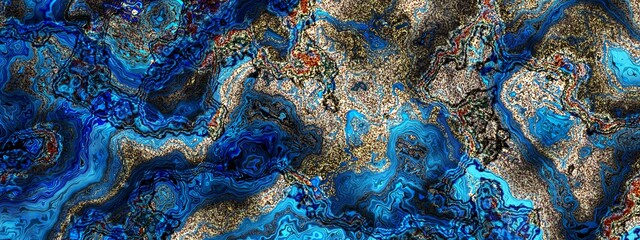 Abstract marbleized effect abstract background. Blue creative colors. Beautiful paint with the addition of gold