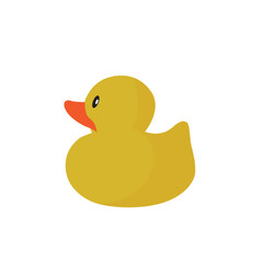 Yellow rubber duck flat icon isolated on white background. Cute rubber duck vector illustration.