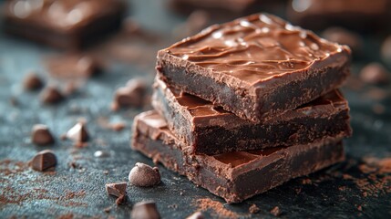 10. Brownies, fudgy chocolate squares, 3D illustration