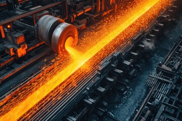 Molten Metal Flowing Through Industrial Machinery