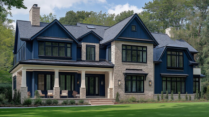 Obraz premium Custom Home Design Featuring Classic Craftsman Elements