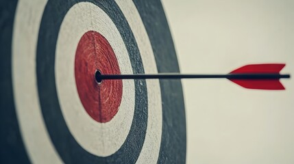 Target Arrow Hitting Bullseye Symbolizing Business Goals Success and Achievement Isolated on White Background with Copy Space for Motivational Text or Advertising
