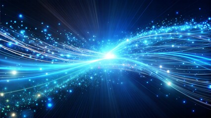 Blue light streaks in space, dynamic energy flow, glowing abstract background