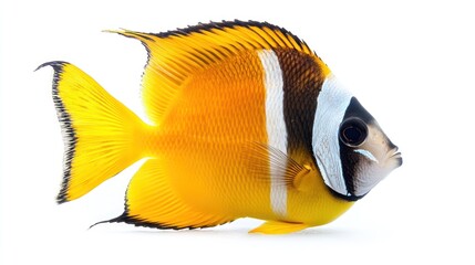 Naklejka premium A Vibrant Yellow Fish with Black and White Stripes