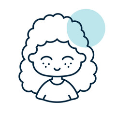 Woman girl with curly hairstyle vector icon