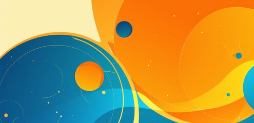 Abstract Blue and Orange Background with Large Circular Elements in Flat Design Style for Web Banner or Presentation