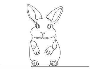 Continuous line drawing of rabbit vector illustration. Single line drawing of rabbit. Mammal animal concept continuous line. Editable outline