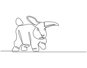 Continuous line drawing of rabbit vector illustration. Single line drawing of rabbit. Mammal animal concept continuous line. Editable outline