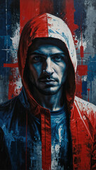 Intense Urban Portrait: Grunge Street Art Meets Modern Male Expression