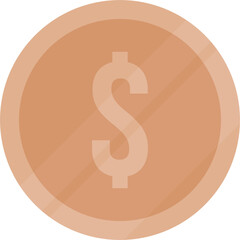 Bronze coin with dollar sign.