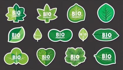 different stickers with the inscription bio