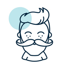 Bearded man's face vector icon. Hipster character