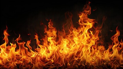 Fiery flames blazing on a dark background, fire, heat, burning, inferno, flames, dark, background, hot, danger, abstract, energy