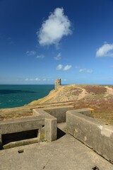 Les Landes, Jersey, U.K. WW2 coastal fortifications in the Summer.