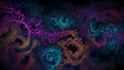 Neon fractal wallpaper with space