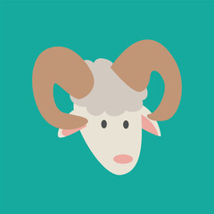 Sheep Head Vector Illustration in Modern Style