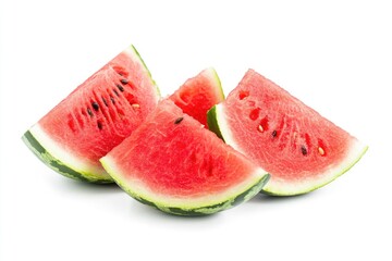 Mini Watermelon Group. Fresh and Juicy Red Fruit Slices, Isolated on White