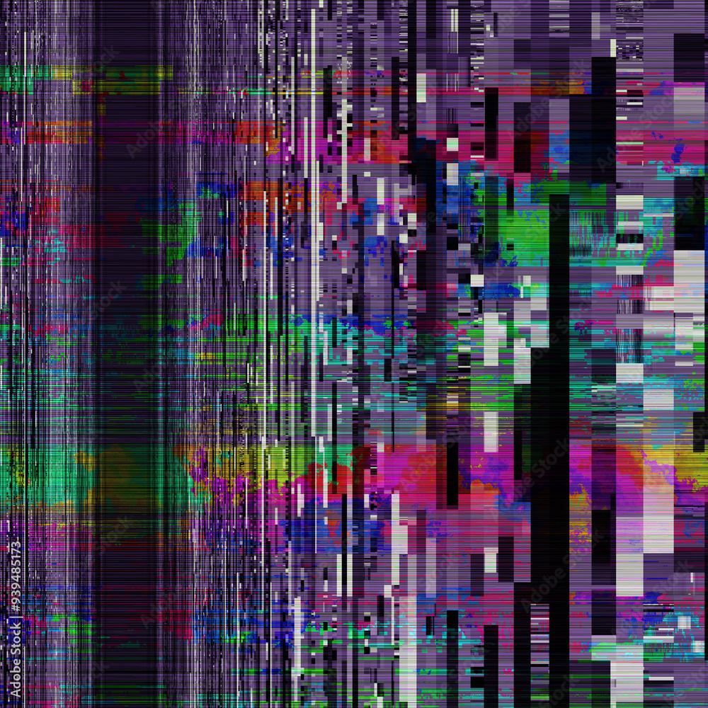 Aufkleber tv noise static effect, abstract glitch background. fractal digital art pattern