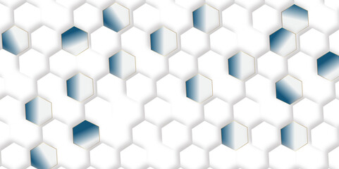 Abstract pattern with hexagonal white and gray technology line paper background. Hexagonal 3d vector grid tile and mosaic structure simple style hexagonal graphic concept. Futuristic surface design.	
