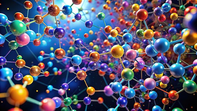 Molecular connections dance with vibrant energy, emotive and dynamic, weaving complex tapestries of interplay.