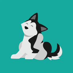 Adorable Siberian Husky Dog Vector Illustration