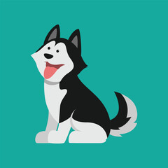 Adorable Siberian Husky Dog Vector Illustration