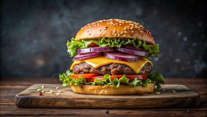 Tasty burger with fresh ingredients