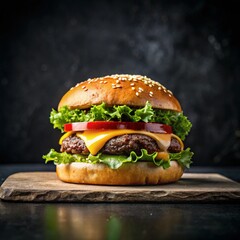 Tasty burger with fresh ingredients