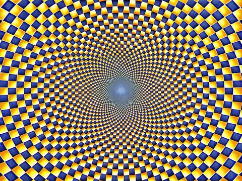 Optical patterns distort, creating illusions that trick the eye and brain, blurring the lines between reality and perception.