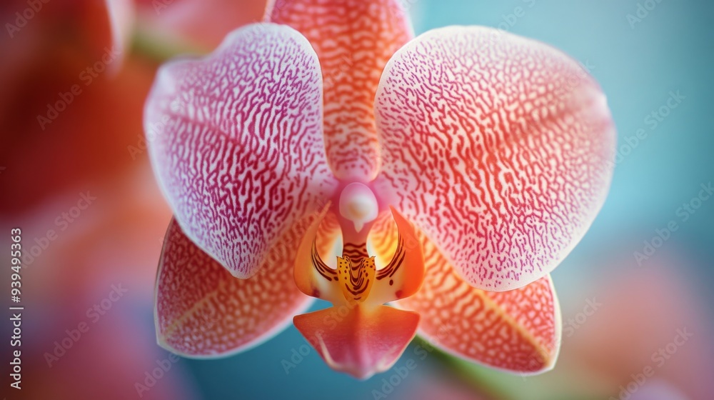 Poster Macro image of an orchid, emphasizing its unique patterns and velvety petals