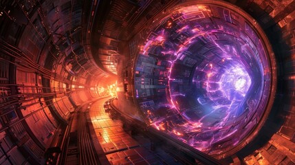 Dramatic visualization of thermonuclear fusion inside a reactor chamber with intense plasma flow