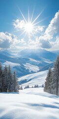 Fototapeta premium Breathtaking winter landscape under clear skies and bright sunlight