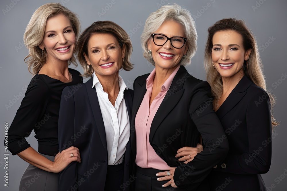 Wall mural Happy group of mature business woman, Confidence and success concept.