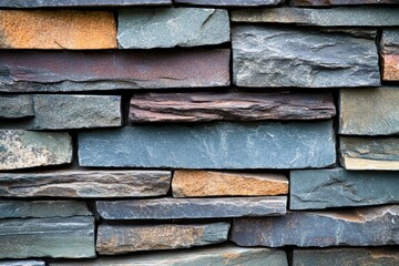 Textured slate stone wall showcasing natural color variations and patterns