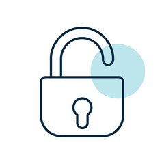 Unlock icon. Security, safety, encryption, privacy concept