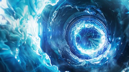 Futuristic thermonuclear reactor producing limitless energy with vibrant plasma and bright lights