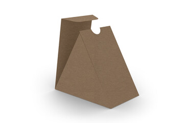 brown Blank Take away sandwich box mock up isolated on white background, 3d illustration, 3d rendering