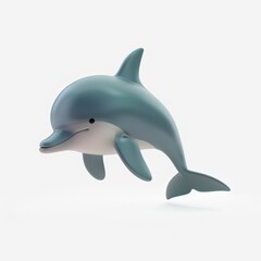 Obraz premium Dolphin in 3D style on a white background 