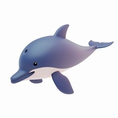 Fototapeta premium Dolphin in 3D style on a white background 
