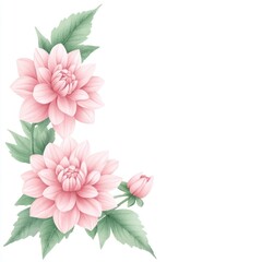 Delicate pink flowers with lush green leaves, perfect for adding a touch of elegance and beauty to your design or project.