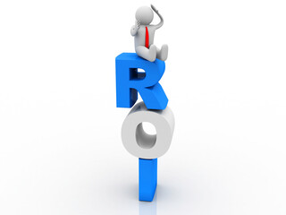 3d rendering Return on Investment - Arrow with man