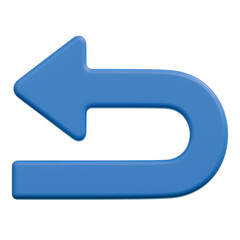 u turn left blue arrow 3d illustration