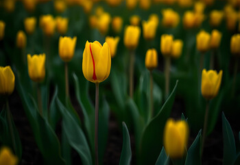 yellow tulips in the garden