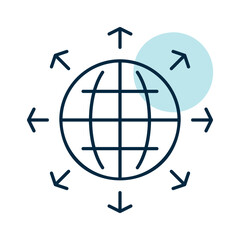 Arrows outside from globe vector icon