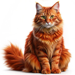 Fototapeta premium Cat with red fur isolated on white background as white background